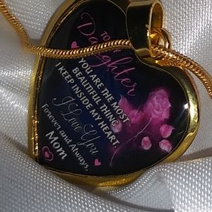 "DAUGHTER" Necklace from MOM w/chain, goldtone